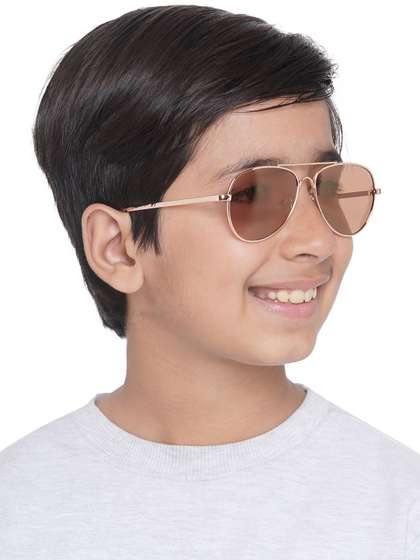 Carlton London Boys
                    Brown Lens & Gold-Toned Aviator Sunglasses with
                    UV Protected Lens