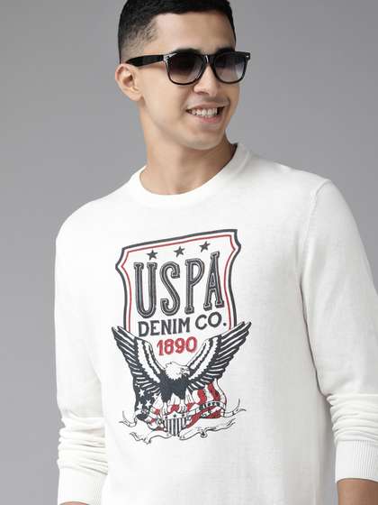 U S Polo Assn
                          Denim Co Men Off White Printed Pullover