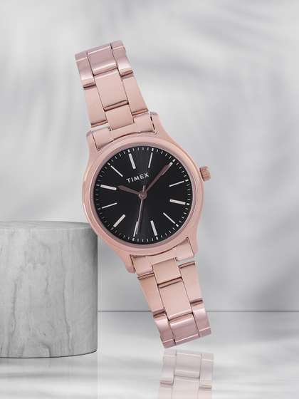 Timex Women Black
                        Brass Dial & Rose Gold Toned Analogue Watch
                        TWTL87SMU07