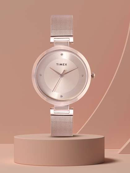 Timex Women Rose
                      Gold-Toned Dial & Straps Bracelet Style
                      Analogue Watch TWEL107SMU02