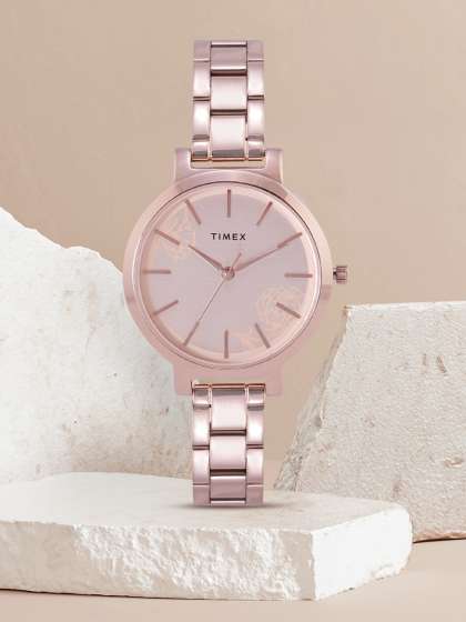 Timex Women Rose Gold-Toned Printed Dial & Bracelet Style Analogue Watch TWHL41SMU07