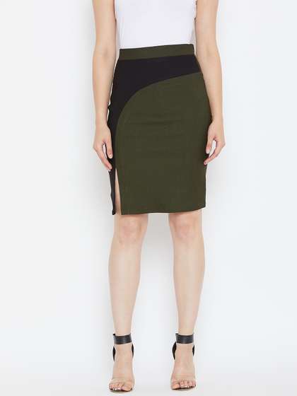 Bitterlime Colourblocked Pencil Skirts