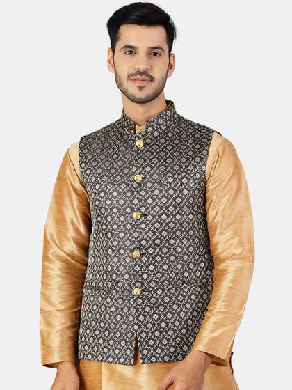 Wintage Men Woven Design Nehru Jackets
