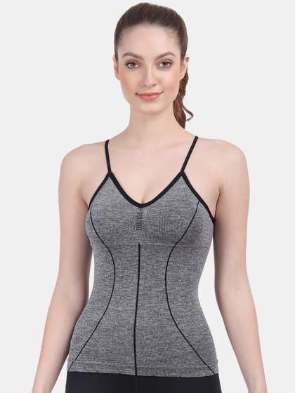 Amour Secret Women
                        Grey Striped Lightly-Padded Camisoles