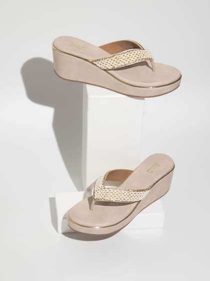 Inc 5 Women Beige
                        Embellished Ethnic Wedge Heels