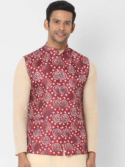 SALWAR STUDIO Men Printed Woven Nehru Jackets