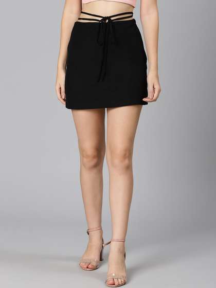 Oxolloxo Women Solid Pure Cotton A-Line Mini Skirts