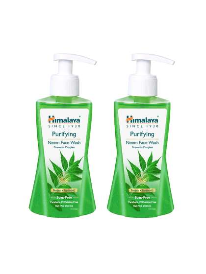 Himalaya Set of 2 Anti-Pimple Purifying Neem Face Wash with Turmeric - 200 ml Each
