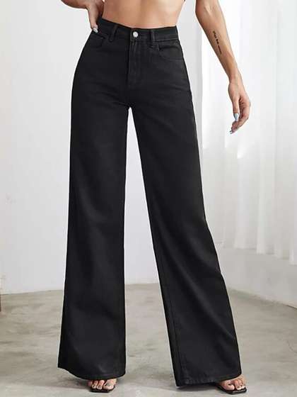 Kotty Women Black
                        Jean Straight Fit High-Rise Stretchable Jeans