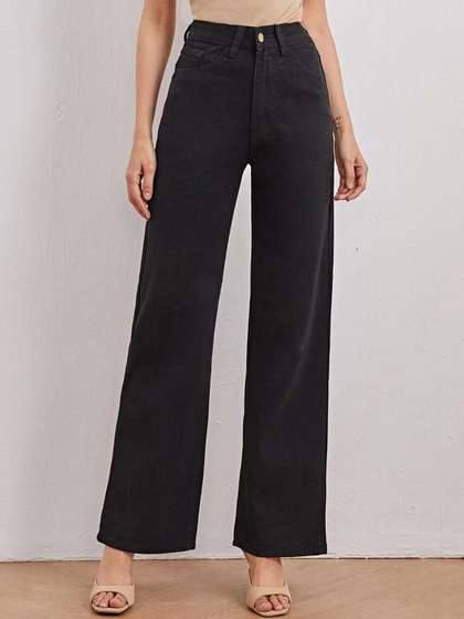Kotty Women Black
                          Jean Straight Fit High-Rise Stretchable Jeans