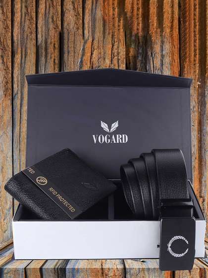 VOGARD Men Black
                      Leather Wallet & Belt Combo Set