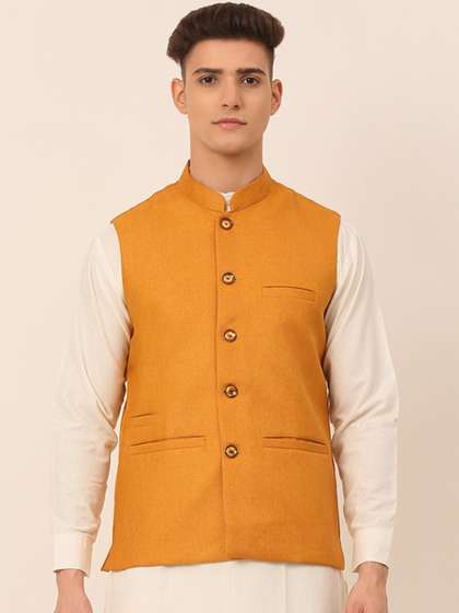 Jompers Solid Cotton Woven Nehru Jacket