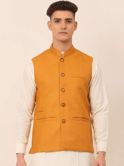 Jompers Men Solid Woven Nehru Jacket