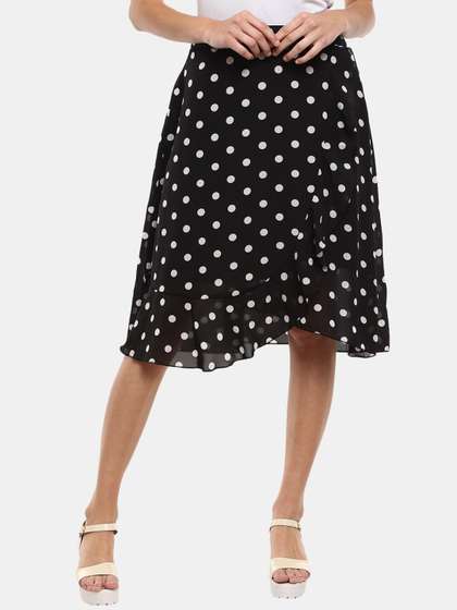 V-Mart Polka Dot A-Line Midi Skirts