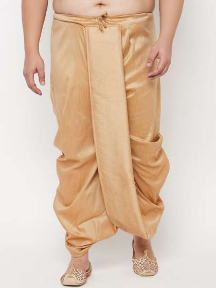 VASTRAMAY Men
                        Gold-Coloured Solid Relaxed-Fit Dhoti Pants