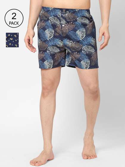 URBAN SCOTTISH Men
                        Pack of 2 Navy Blue Printed Cotton Boxers