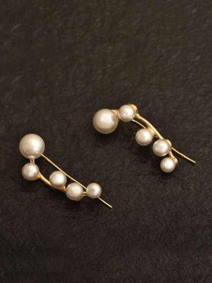 Earrings Earring For Women S Online In India Myntra Pipa Bella White Gold Toned Circular Drop Earrings