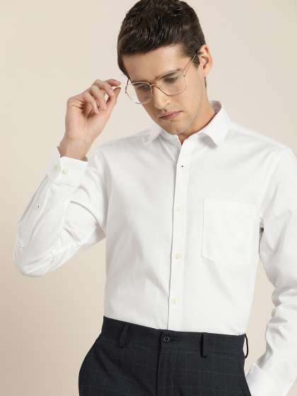 INVICTUS Men White Slim Fit Solid Pure Cotton Formal Shirt