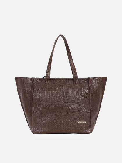 Bagsy Malone Brown Textured PU Oversized Shopper Tote Bag