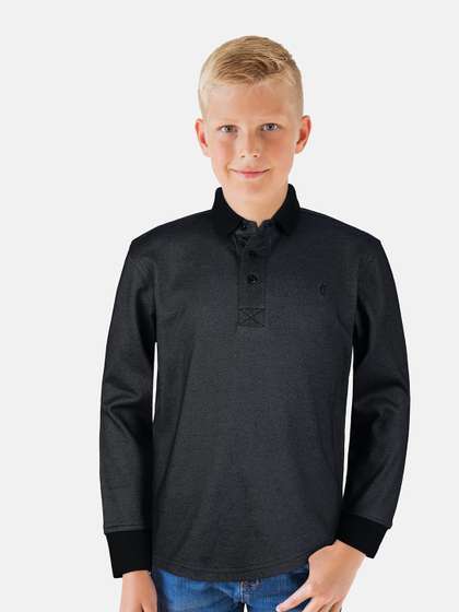 Gini and Jony Boys Charcoal Polo Collar Cotton T-shirt