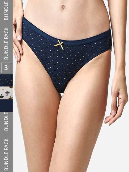 SOIE Mid Rise Medium
                        Coverage Solid and Printed Cotton Stretch
                        Briefs