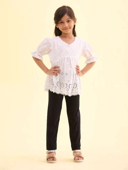 Go Colors Girls Black
                    Solid Cotton Ankle-Length Leggings