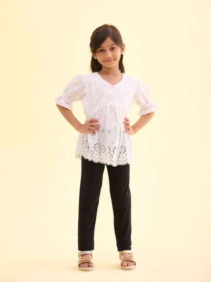 Go Colors Girls Black
                    Solid Ankle Length Leggings