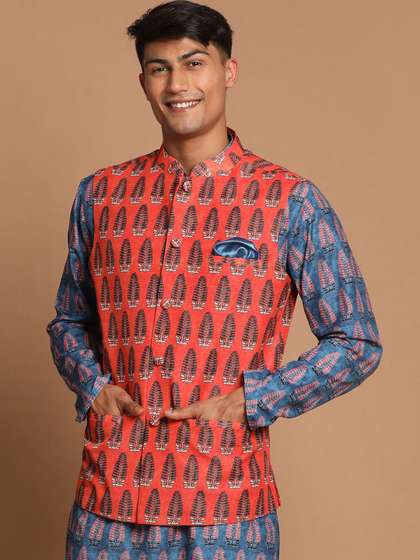 VASTRAMAY Men Slim-Fit Nehru Jackets