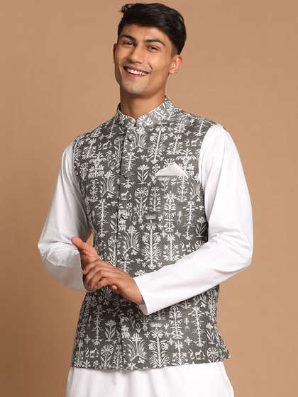 VASTRAMAY Men Printed Woven Nehru Jackets