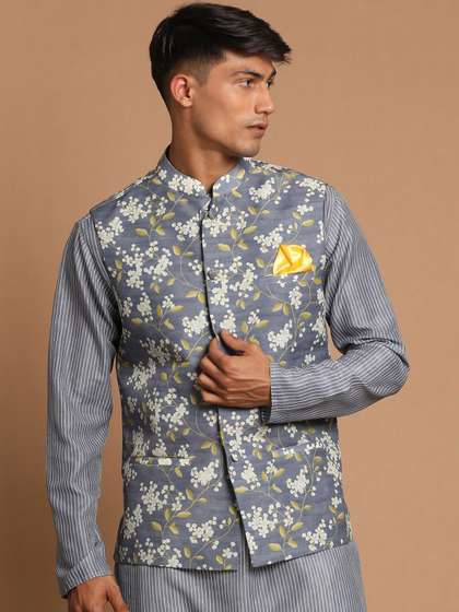 VASTRAMAY Men Solid Woven Nehru Jackets