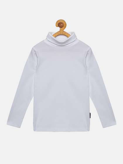 KiddoPanti Kids White High Neck T-shirt