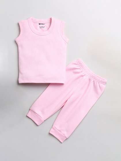 MooNKids Boys Pink
                      Solid Sleeveless Thermal Set