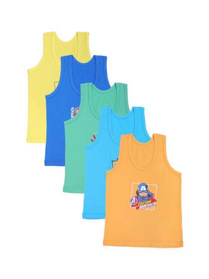 Bodycare Kids Boys Pack
                    Of 5 Avengers Assorted Cotton Undershirt Vests