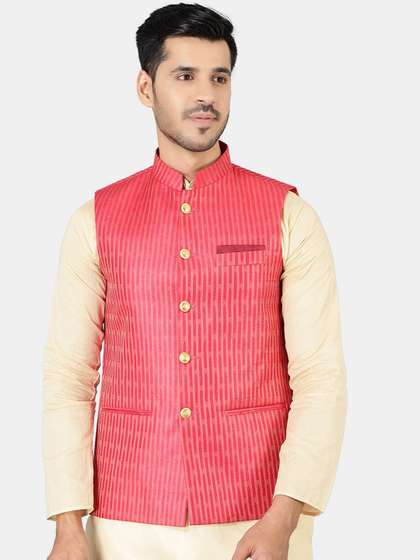 Wintage Men Woven Design Nehru Jackets