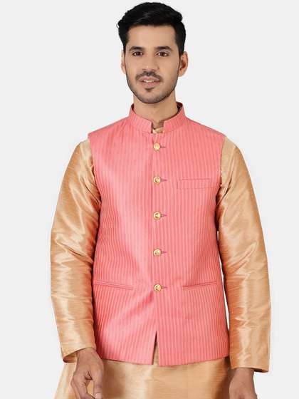 Wintage Men Striped Nehru Jacket
