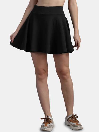 N-Gal Women Solid Skater Mini Flared Skirts