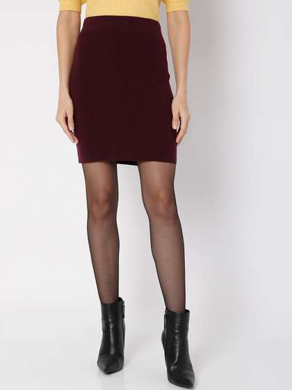 Vero Moda Women Solid Pencil Above Knee Skirts