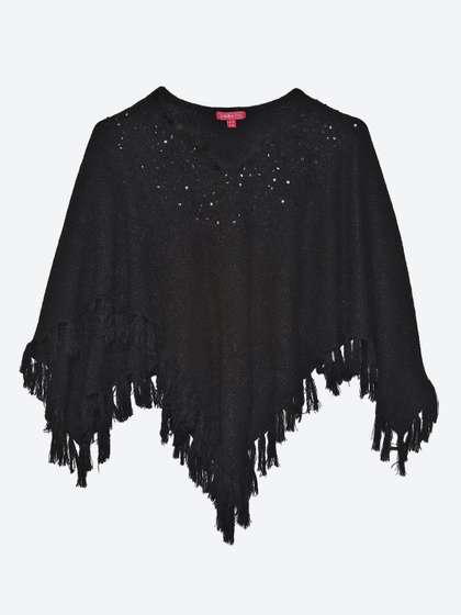 Biba Girls Black Cable
                      Knit Poncho
