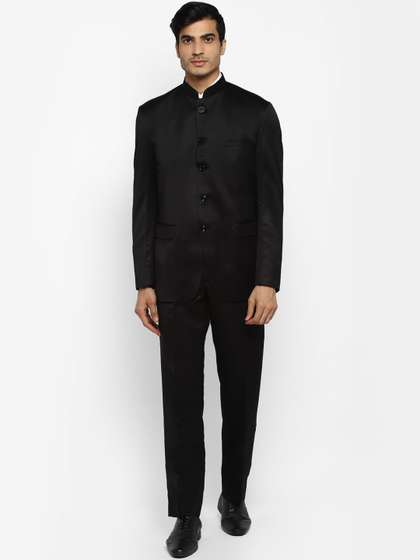 ROYAL KURTA Men
                        Black Solid 2-Piece Bandhgala Suit