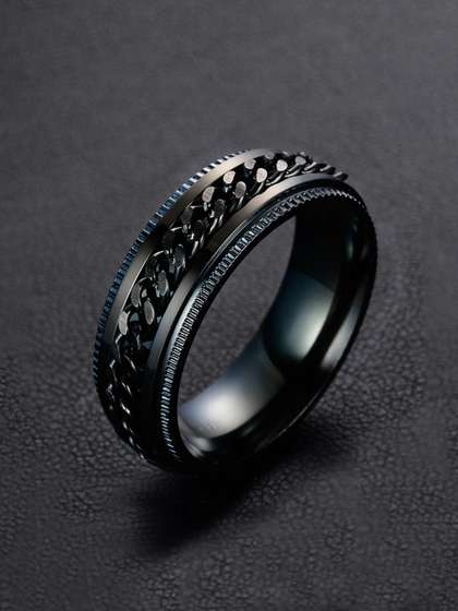 Yellow Chimes Men Black
                    Stainless Steel Finger Ring