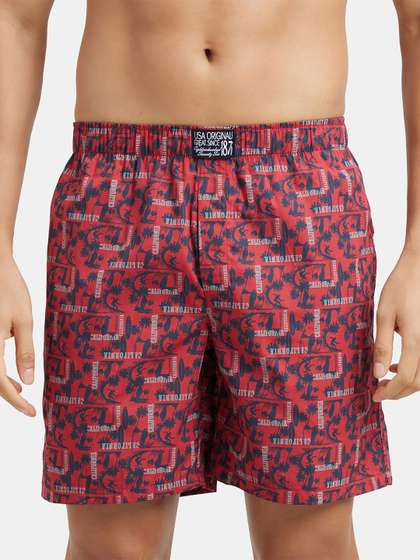 Jockey Super
                          Combed Mercerized Cotton Woven Printed Boxer
                          Shorts With Side Pockets - Us57