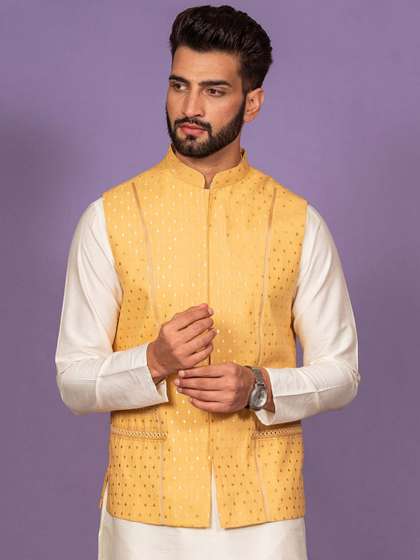 KISAH Men Solid Nehru Jackets