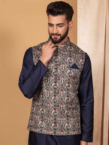 KISAH Men Printed Woven Nehru Jacket