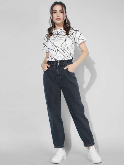Selvia White Print Scuba Blouson Top
