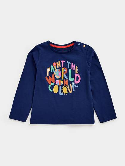 mothercare Girls
                    Typography Printed Pure Cotton T-shirt