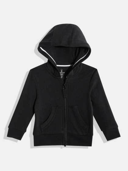 mothercare Boys Black
                      Solid Cotton Hooded Sweatshirt