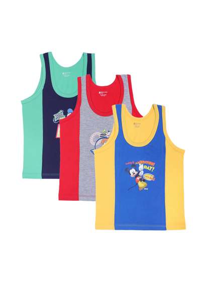 Bodycare Kids Boys Pack
                    Of 3 Assorted Mickey & Friends Printed Cotton
                    Innerwear Vests