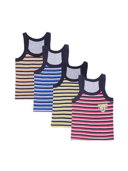 Bodycare Kids Boys Pack
                    Of 4 Assorted Striped Cotton Innerwear Vests
