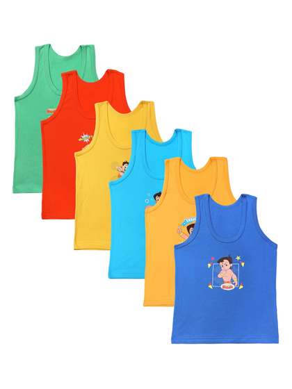 Bodycare Kids Boys Pack
                    Of 6 Assorted Chhota Bheem Printed Cotton Innerwear
                    Vests
