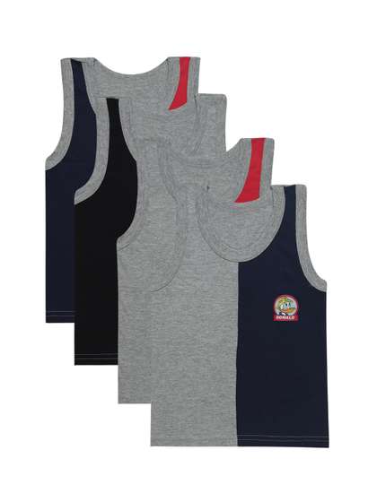 Bodycare Kids Boys
                      Pack Of 4 Grey & Navy Blue Mickey &
                      Friends Innerwear Tank Vests